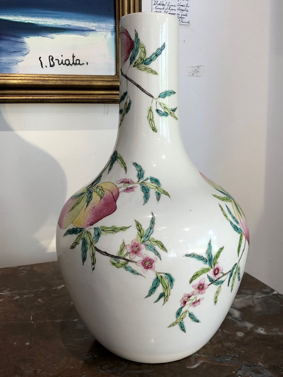 Vase “with Peaches Of Longevity” Chinese Porcelain Republic Period -photo-4