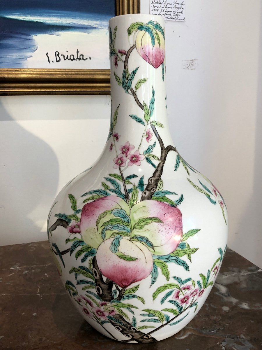 Vase “with Peaches Of Longevity” Chinese Porcelain Republic Period -photo-4