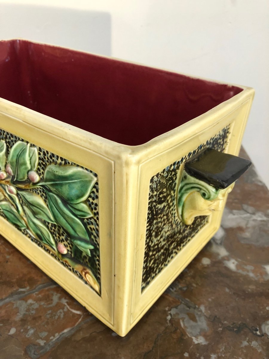Barbotine Planter “aux Ivies & Serpent” Late 19th -photo-2