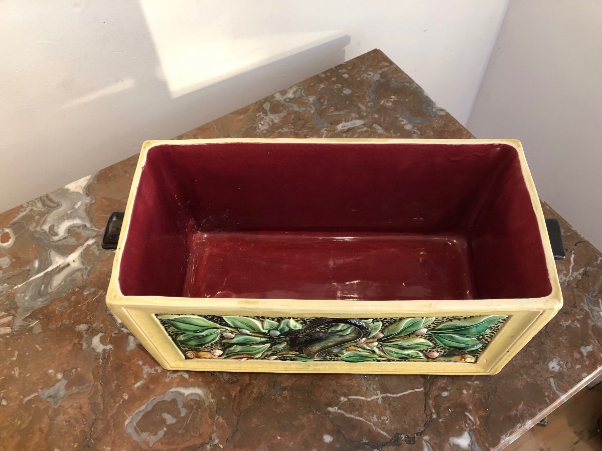 Barbotine Planter “aux Ivies & Serpent” Late 19th -photo-2