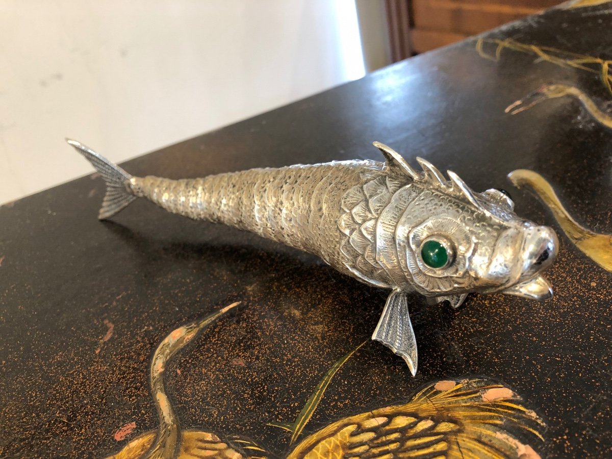 Poisson Articulé En Argent Vers 1900 -photo-3
