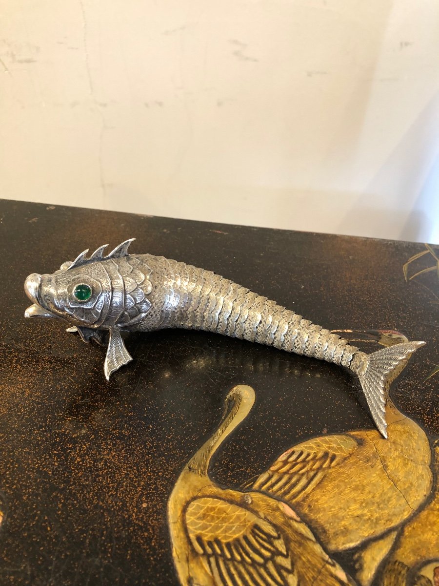Poisson Articulé En Argent Vers 1900 -photo-4