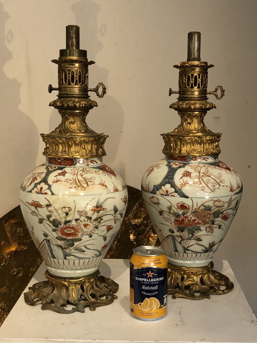 Paire De Lampes Porcelaine Imari XVIII ème Période Edo -photo-4