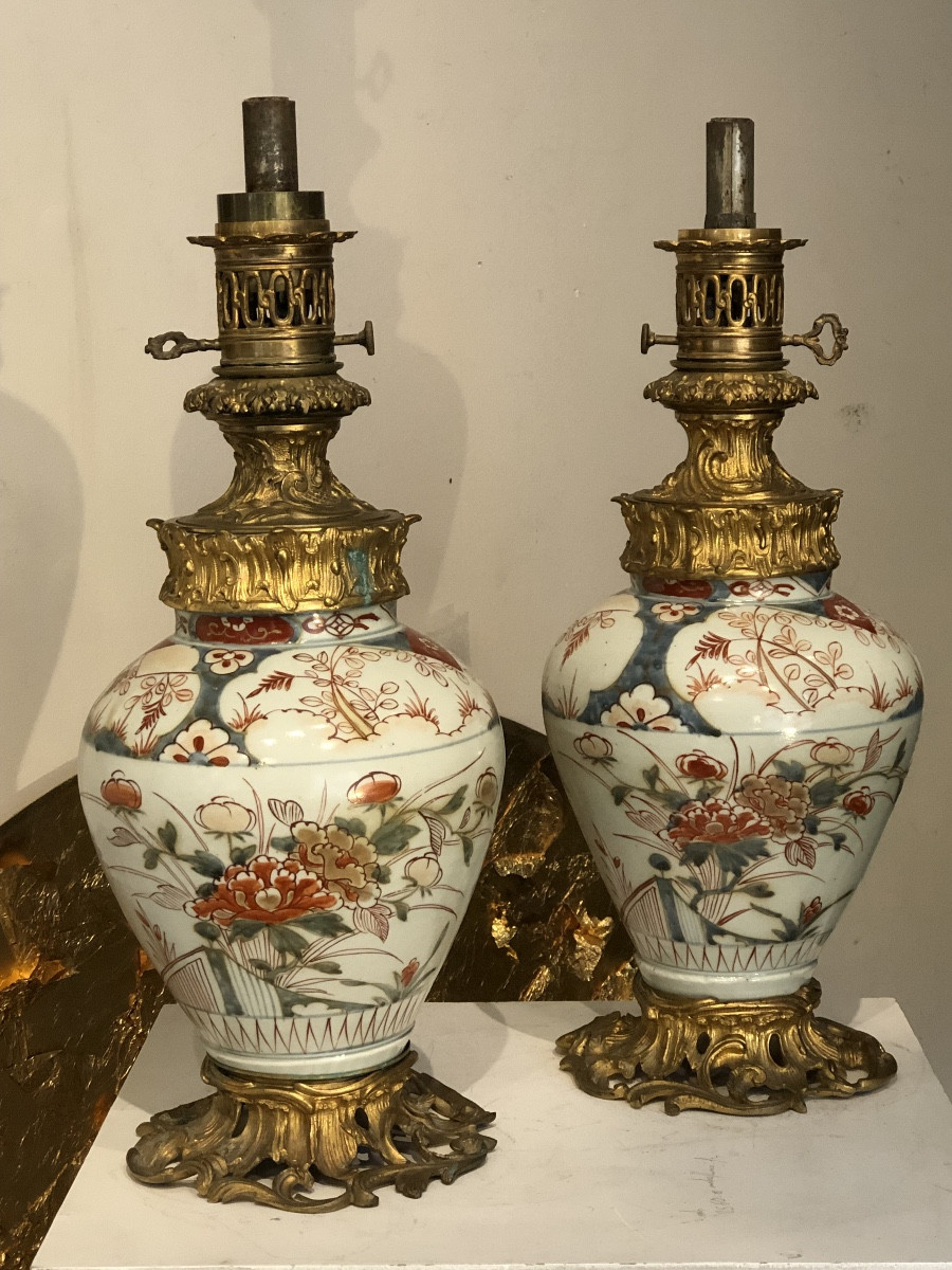 Paire De Lampes Porcelaine Imari XVIII ème Période Edo -photo-6