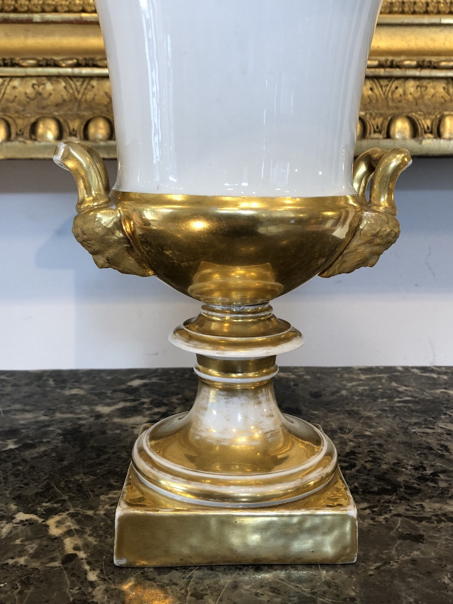 Grand Vase Médicis en Porcelaine De Vieux Paris époque Restauration vers 1820-photo-2