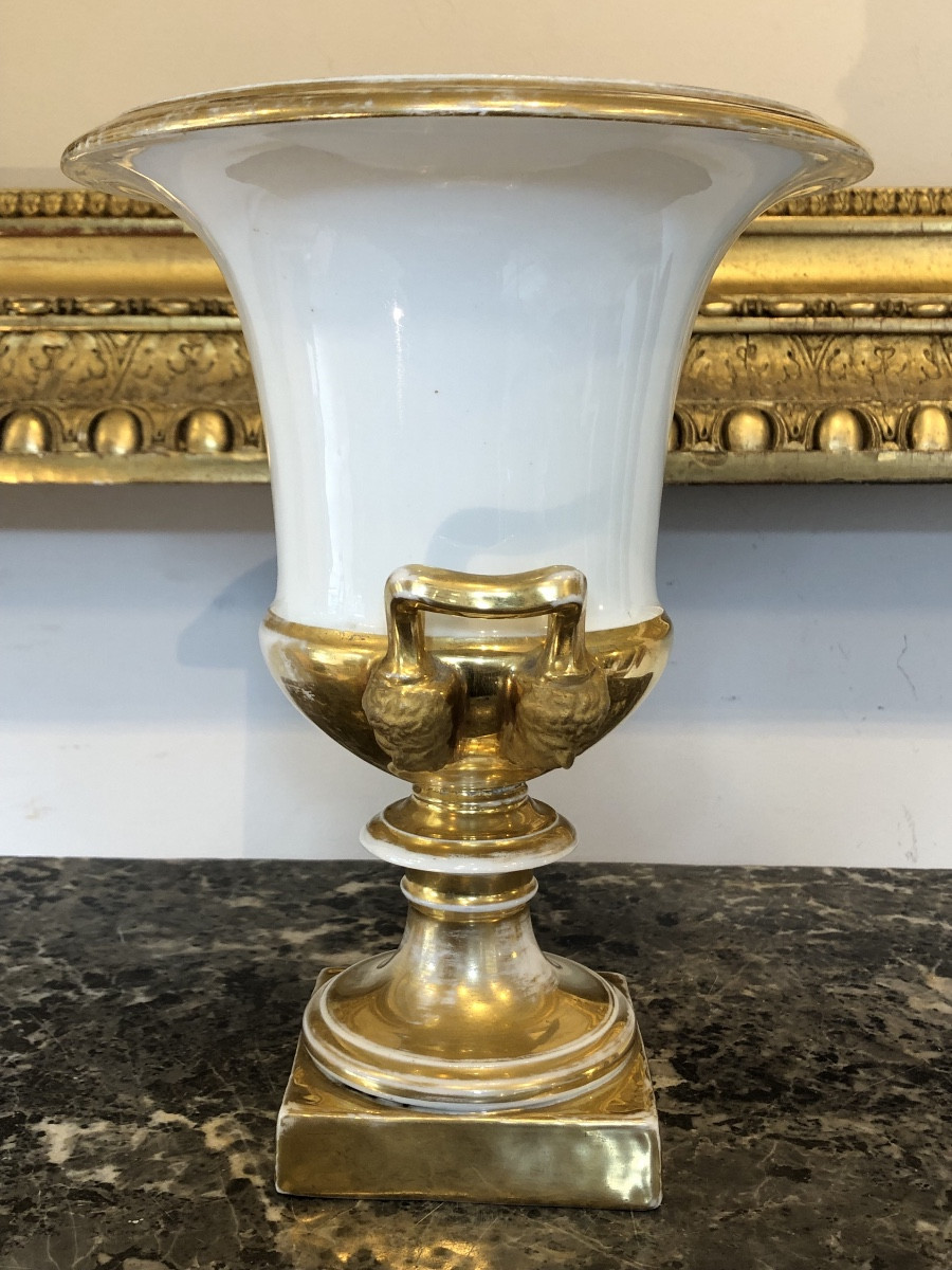 Grand Vase Médicis en Porcelaine De Vieux Paris époque Restauration vers 1820-photo-4
