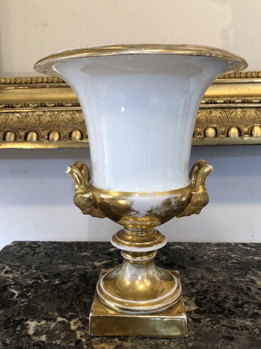 Grand Vase Médicis en Porcelaine De Vieux Paris époque Restauration vers 1820-photo-5