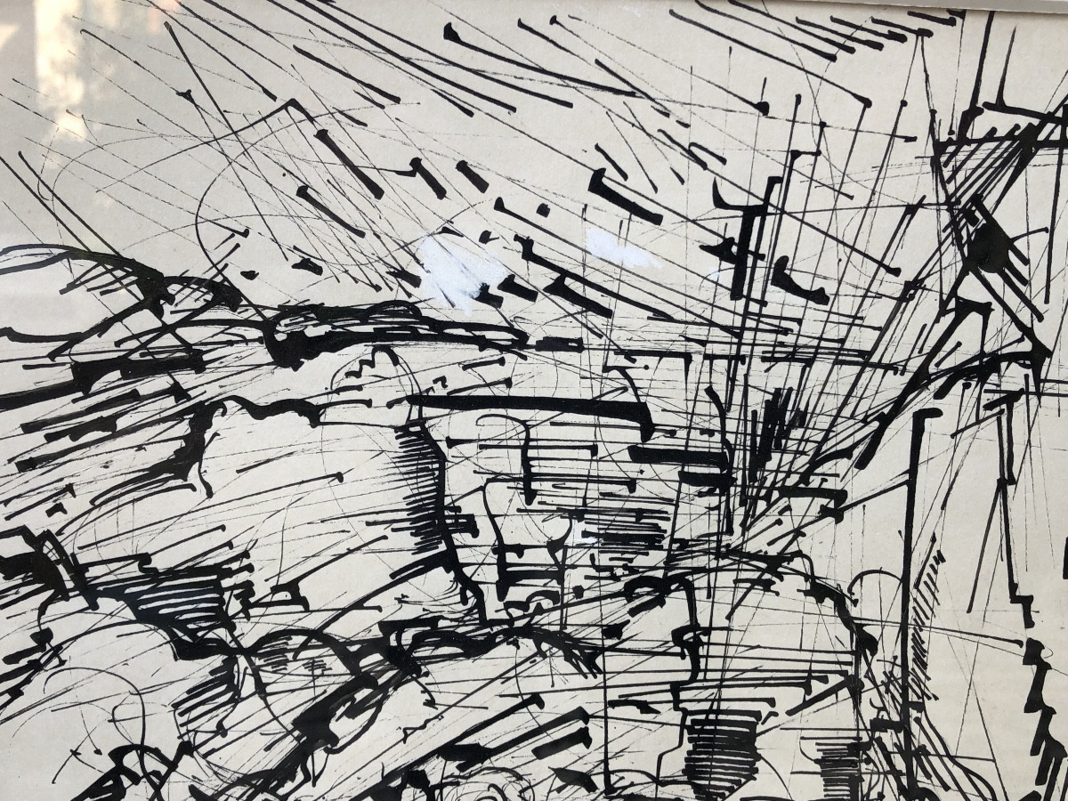 Alkis Pierrakos 1920 - 2017 "woman In A Landscape" Indian Ink Drawing -photo-4