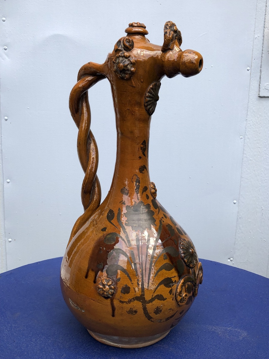 Aiguière dite Demoiselle d’Avignon en céramique émaillée . Canakkale XIX ème -photo-2