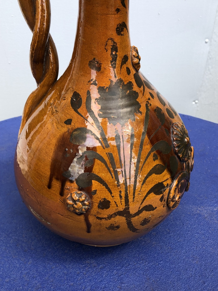 Aiguière dite Demoiselle d’Avignon en céramique émaillée . Canakkale XIX ème -photo-3