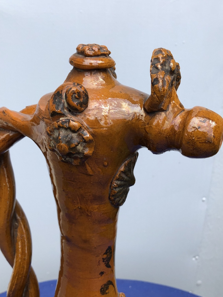 Aiguière dite Demoiselle d’Avignon en céramique émaillée . Canakkale XIX ème -photo-2