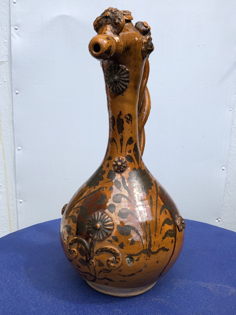 Aiguière dite Demoiselle d’Avignon en céramique émaillée . Canakkale XIX ème -photo-7