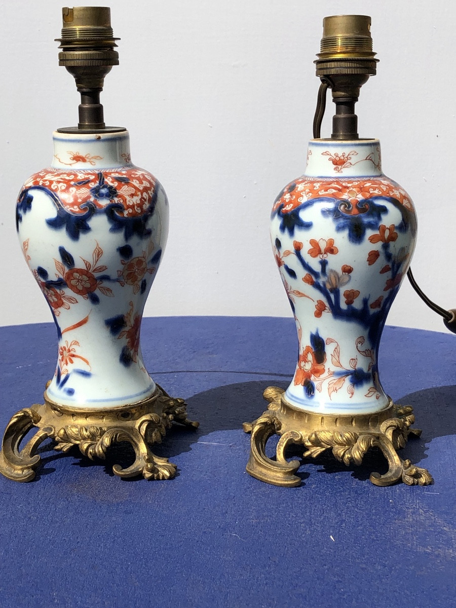 Paire De Lampes en Porcelaine de Chine époque Kangxi XVIII ème -photo-5