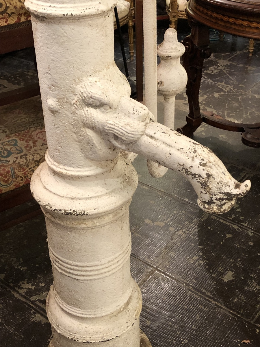Importante Pompe à Eau en Fonte à décor de Mufle de Lion XIX ème -photo-2