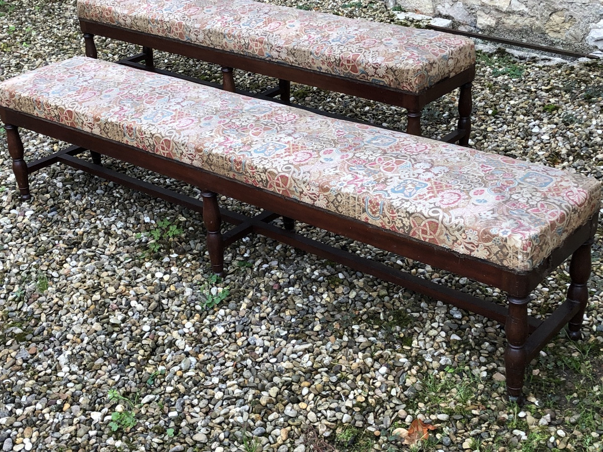 Pair Of Jacob's Leg Benches, 19th Century Restoration Period -photo-3