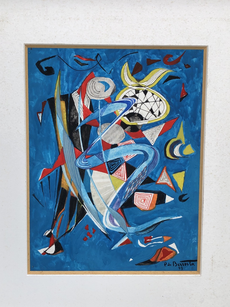Pierre De Berroeta 1914-2004 “abstraction Blue Background” -photo-3