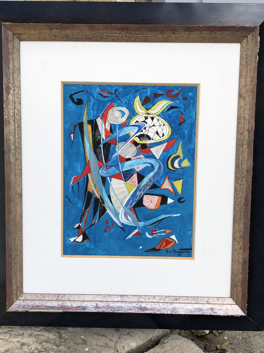 Pierre De Berroeta 1914-2004 “abstraction Blue Background” -photo-2