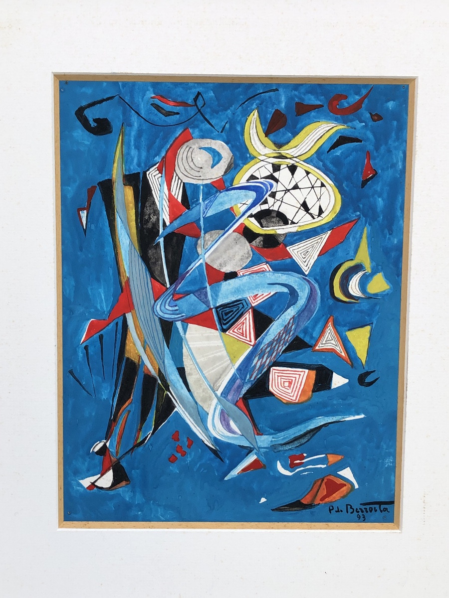 Pierre De Berroeta 1914-2004 “abstraction Blue Background” 