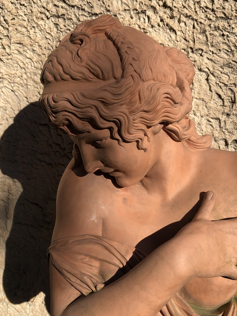 Late 19th Century Workshop Terracotta “frileur” After Houdon.-photo-2