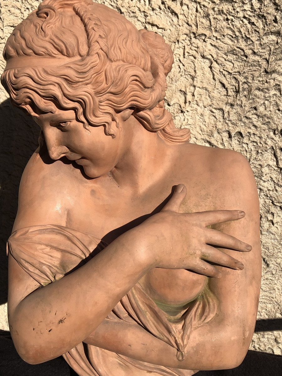 Late 19th Century Workshop Terracotta “frileur” After Houdon.-photo-1