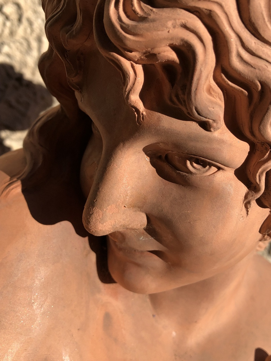 Late 19th Century Workshop Terracotta “frileur” After Houdon.-photo-3