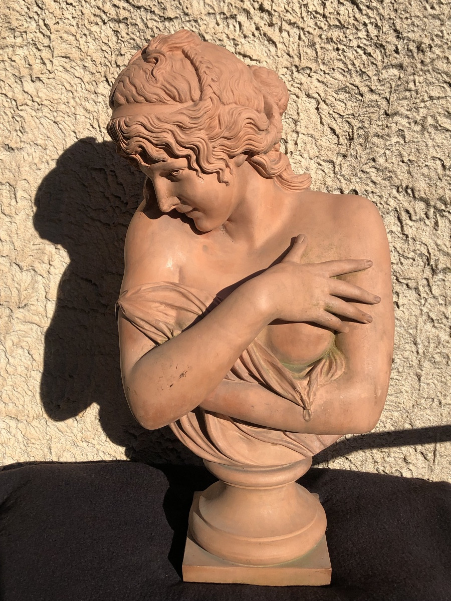 Late 19th Century Workshop Terracotta “frileur” After Houdon.-photo-4