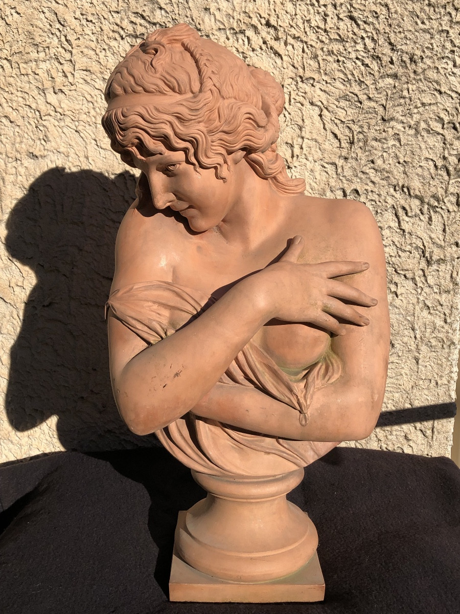 Late 19th Century Workshop Terracotta “frileur” After Houdon.