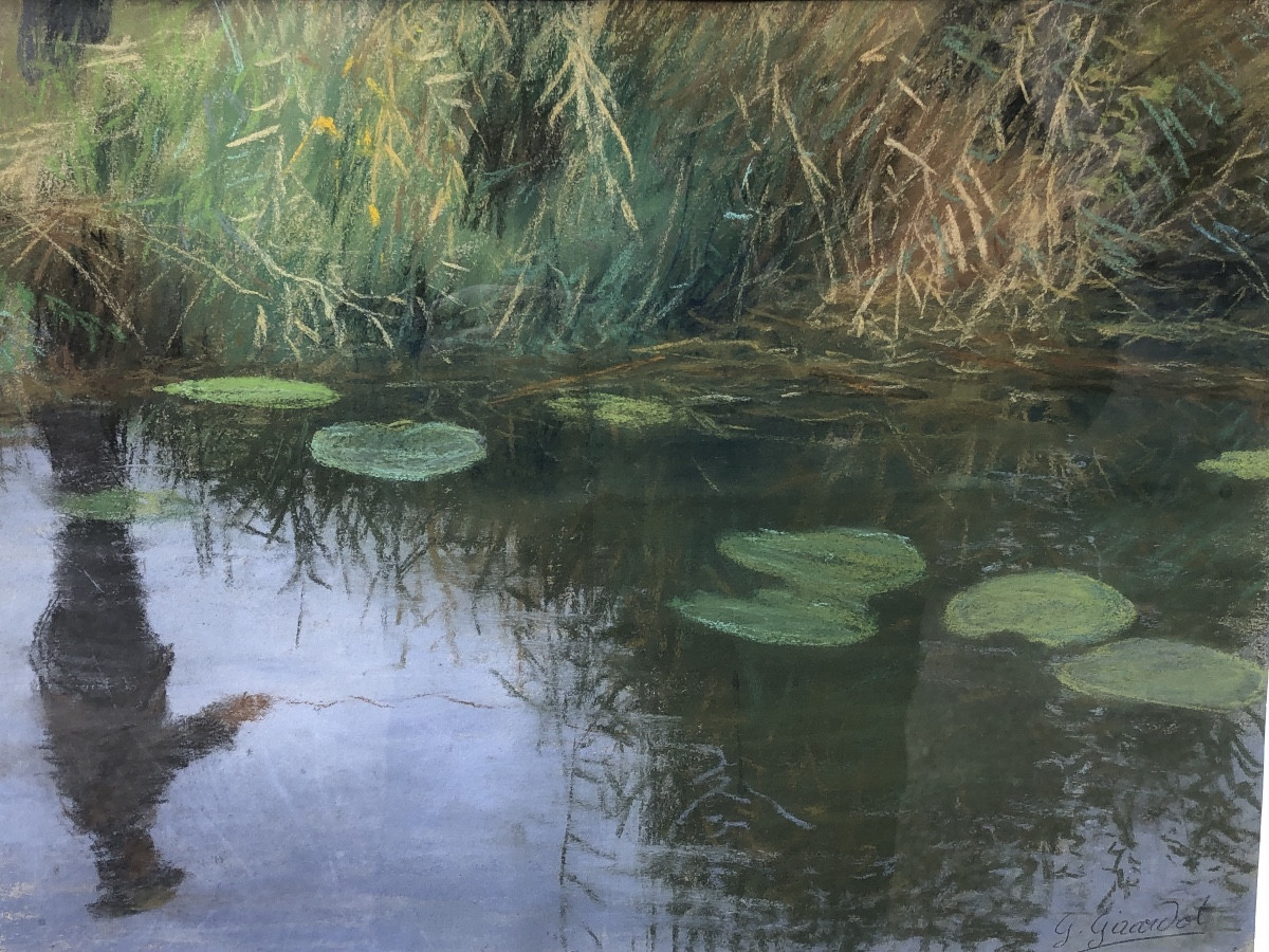 Georges Girardot 1856-1914 «  Les Nénuphars « Pastel circa  1906 