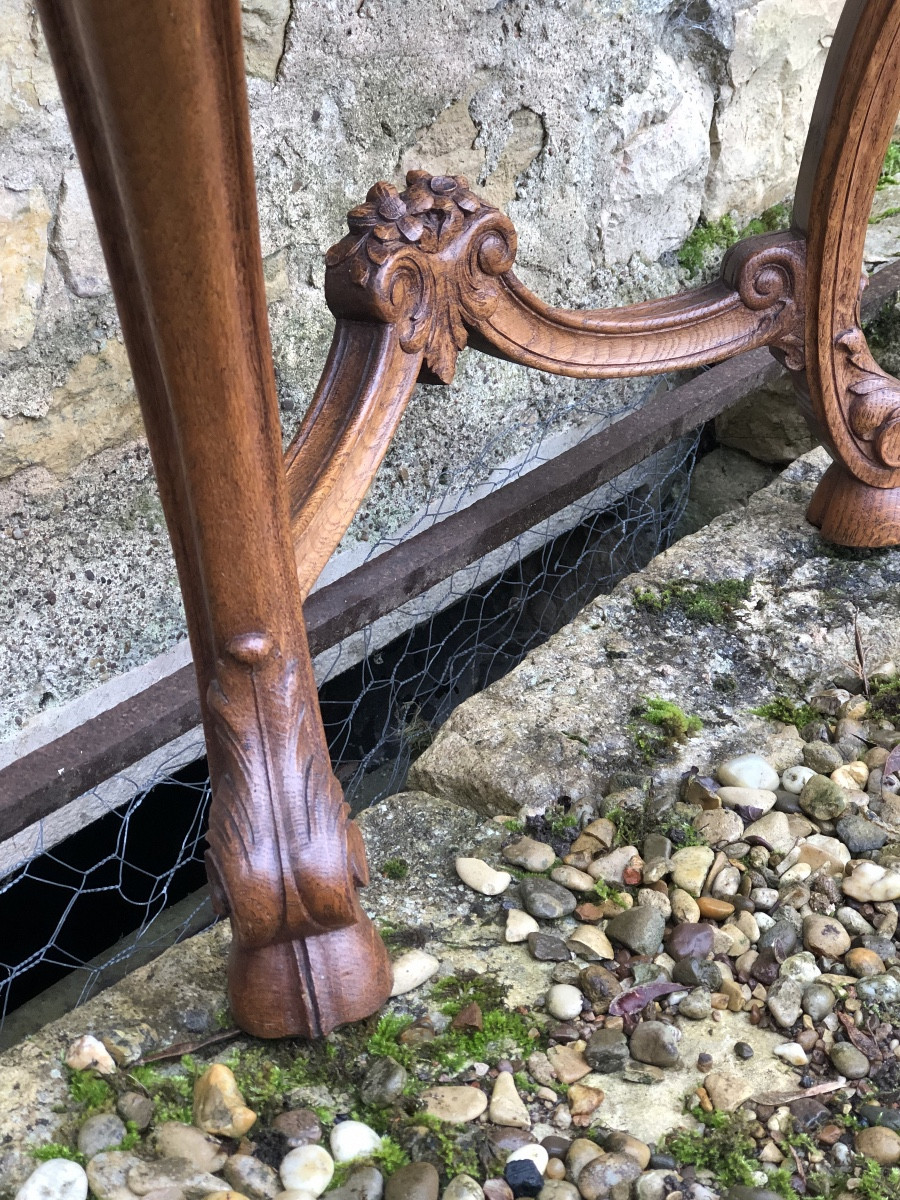 Louis XV Style Console Table In Carved Blond Oak, Late 19th Century -photo-3