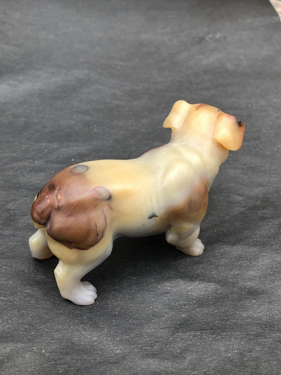 Russie 19 ème. Fabergé att.à « Boulldog Anglais «  en Agate sculptée Vers 1900-photo-3