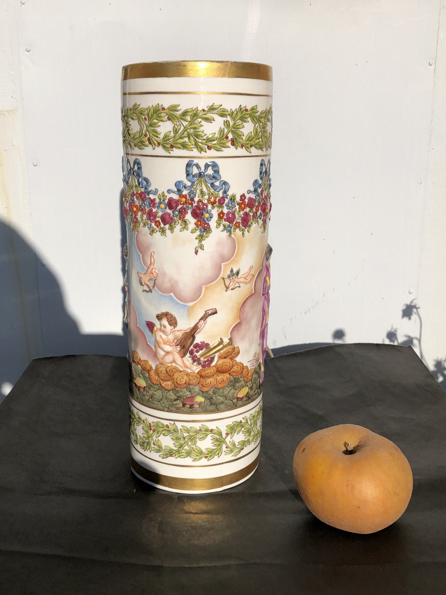 Capodimonte Porcelain Vase, Rolls, Late 19th Century -photo-3