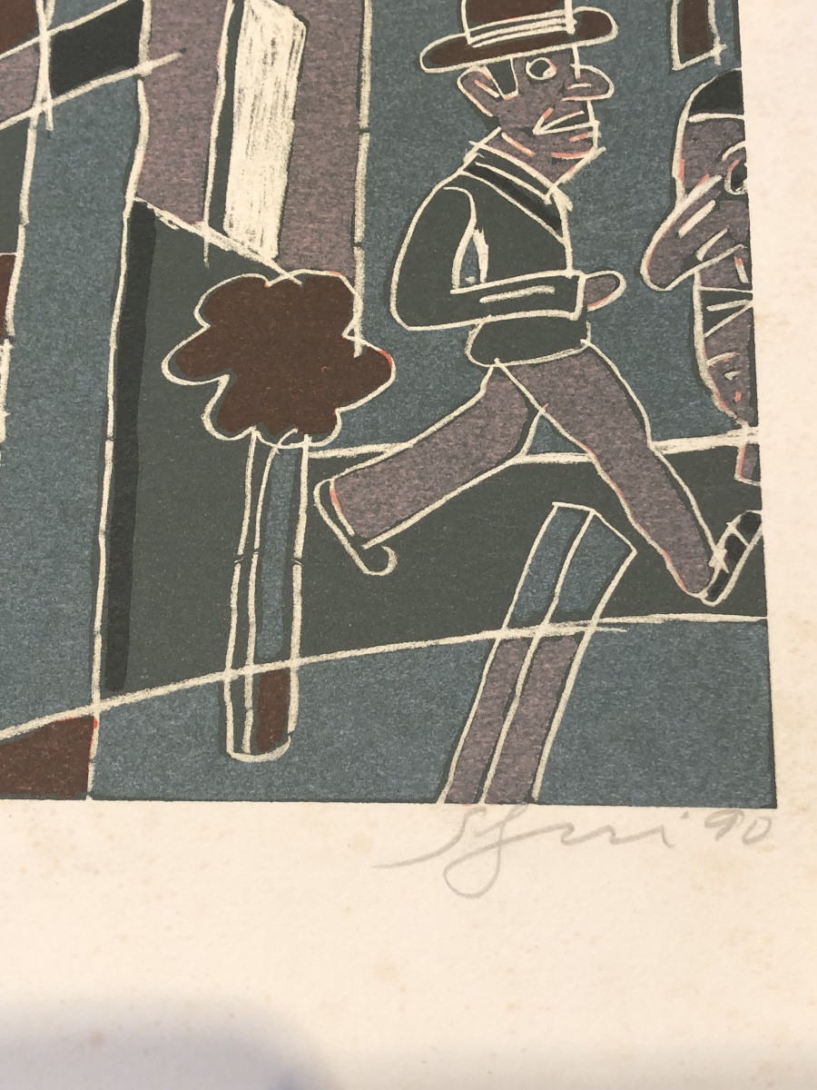 Antonio Segui 1934-2022 "lively City" Lithograph Artist's Proof Signed Lower Right -photo-3