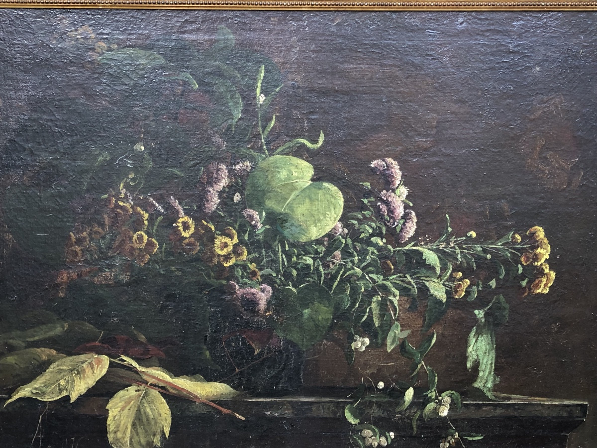 French School, 19th Century, "still Life With Wildflowers"