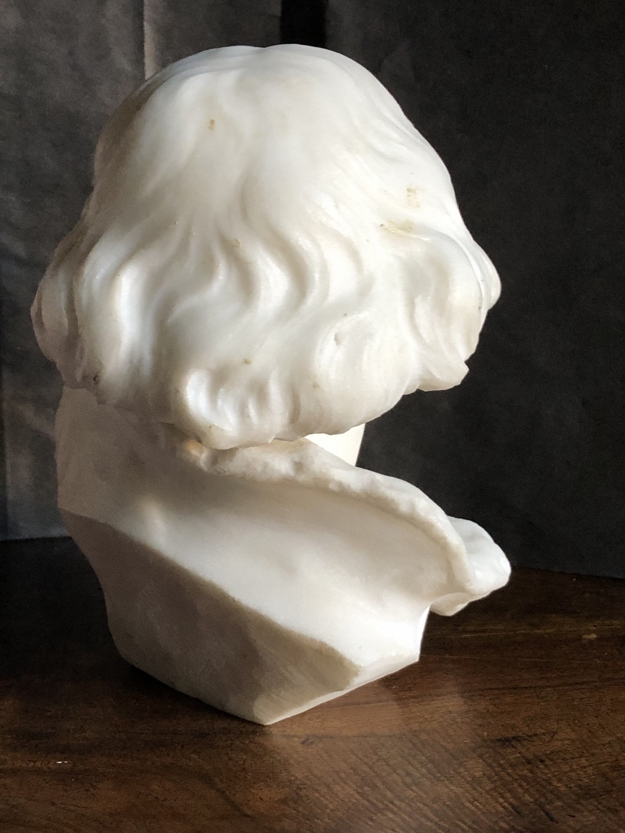 Alfredo MORELLI  XIX -XX ème « Jeune Beauté «  Buste en Marbre de Carrare Vers 1920/30-photo-4