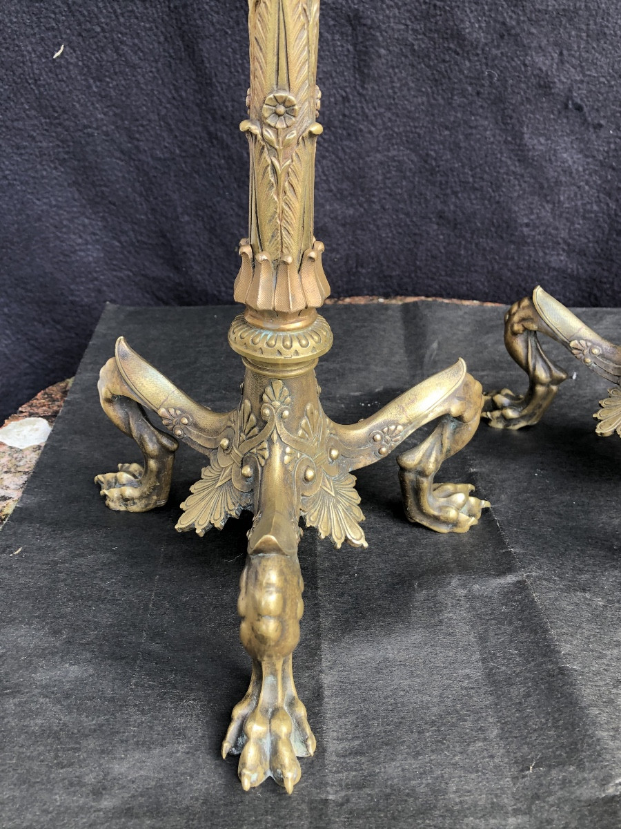 Pair Of Bronze Six-light Candelabra Known As "etruscan" Circa 1850.-photo-2
