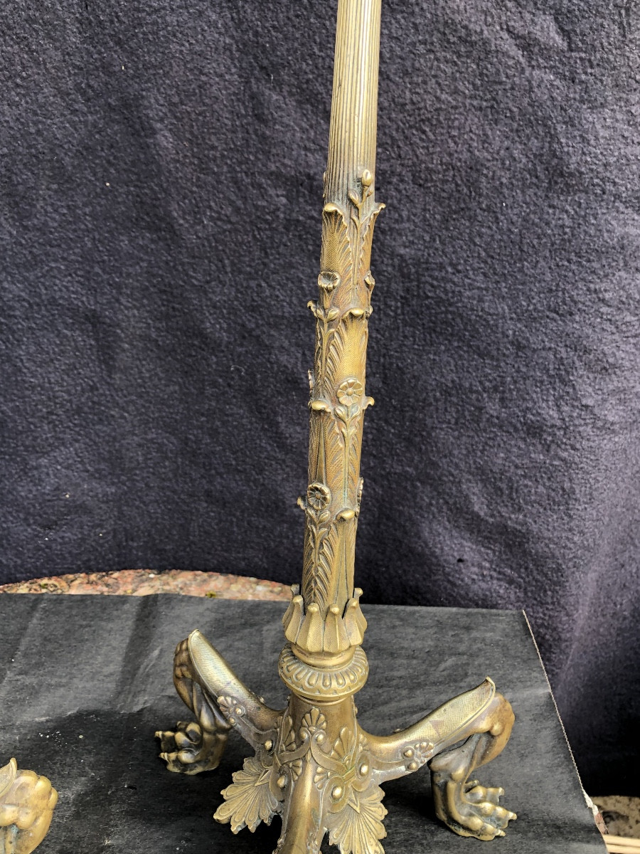 Pair Of Bronze Six-light Candelabra Known As "etruscan" Circa 1850.-photo-4