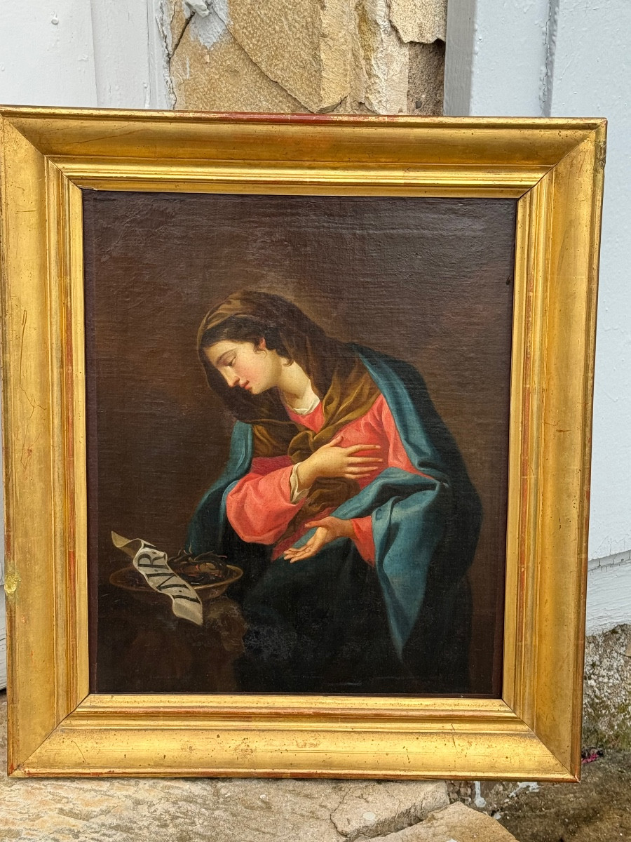Vierge à La Couronne D’épine école Française Fin XVIII ème -photo-4