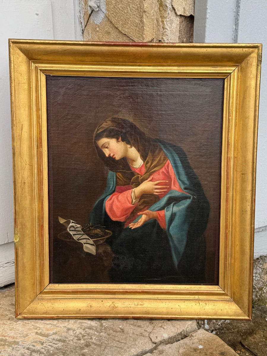 Vierge à La Couronne D’épine école Française Fin XVIII ème -photo-2