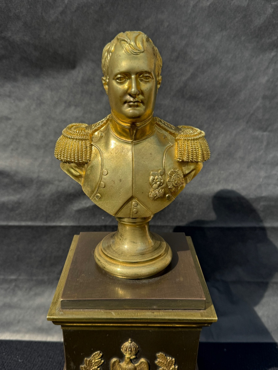 Buste de l’Empereur Napoléon 1 er en Bronze Patiné et Doré au Mercure vers 1830 -photo-2