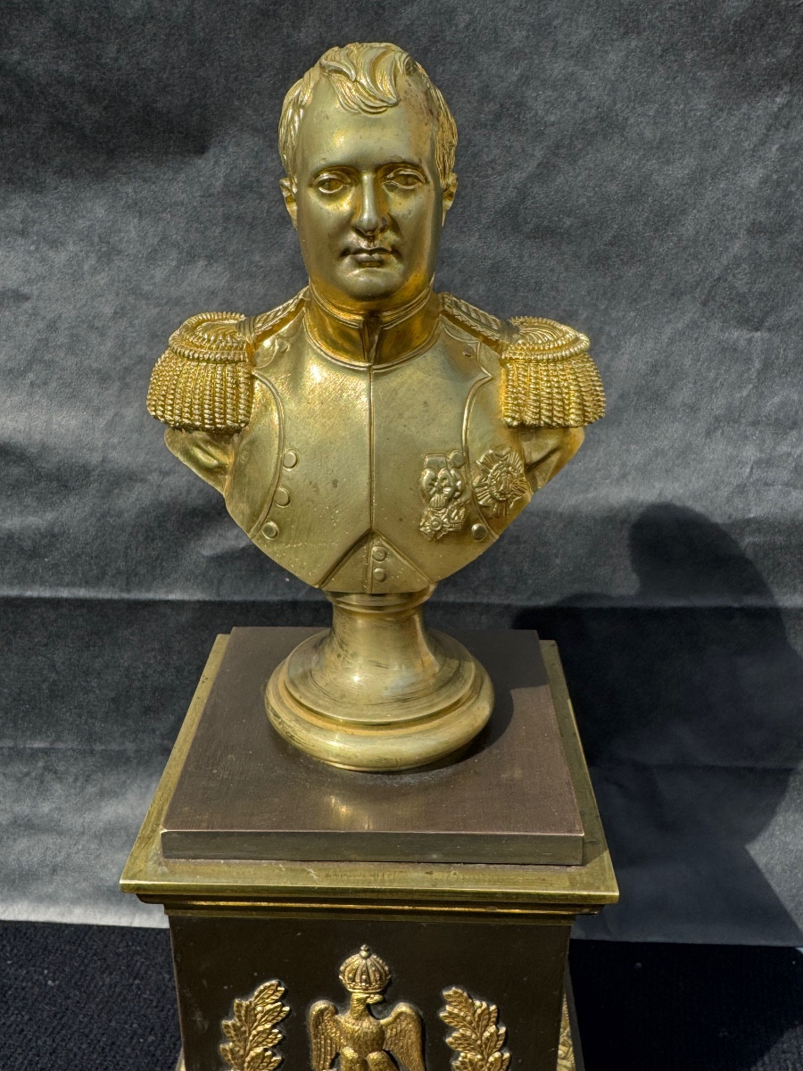 Buste de l’Empereur Napoléon 1 er en Bronze Patiné et Doré au Mercure vers 1830 -photo-2