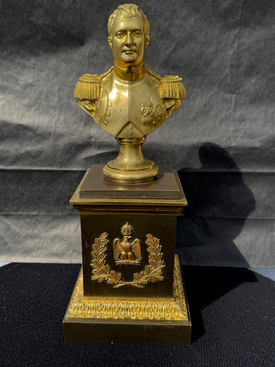 Buste de l’Empereur Napoléon 1 er en Bronze Patiné et Doré au Mercure vers 1830 -photo-4