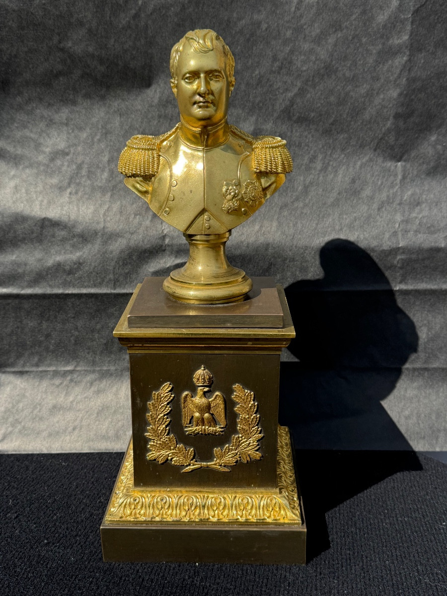 Buste de l’Empereur Napoléon 1 er en Bronze Patiné et Doré au Mercure vers 1830 