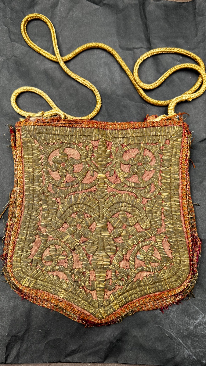 Large Ottoman Clutch Embroidered With Silver Thread 19th Century