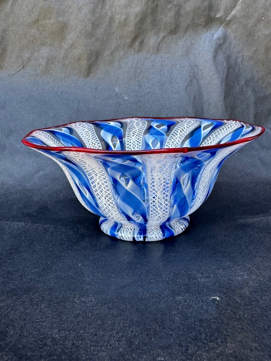 Coupe en  Verre  Aux Trois Couleurs «  Venise ou Façon Venise «  18 ème siècle -photo-3