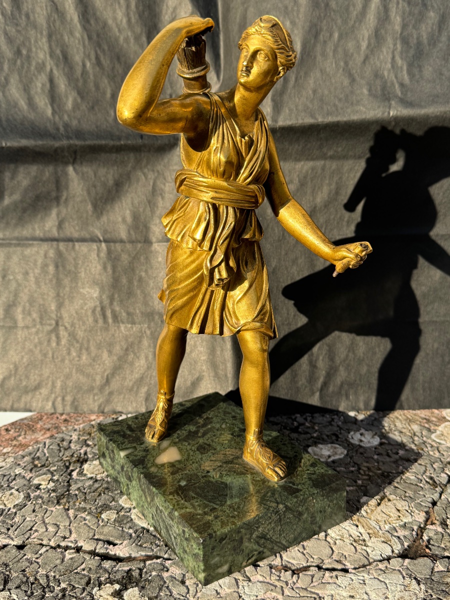 Gilded Bronze “diana,” Circa 1820, Restoration Period.-photo-2