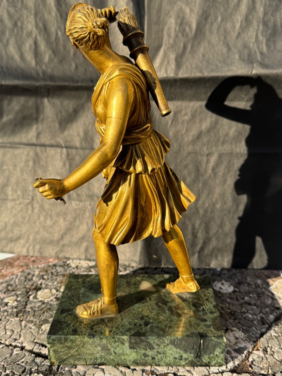 Gilded Bronze “diana,” Circa 1820, Restoration Period.-photo-3