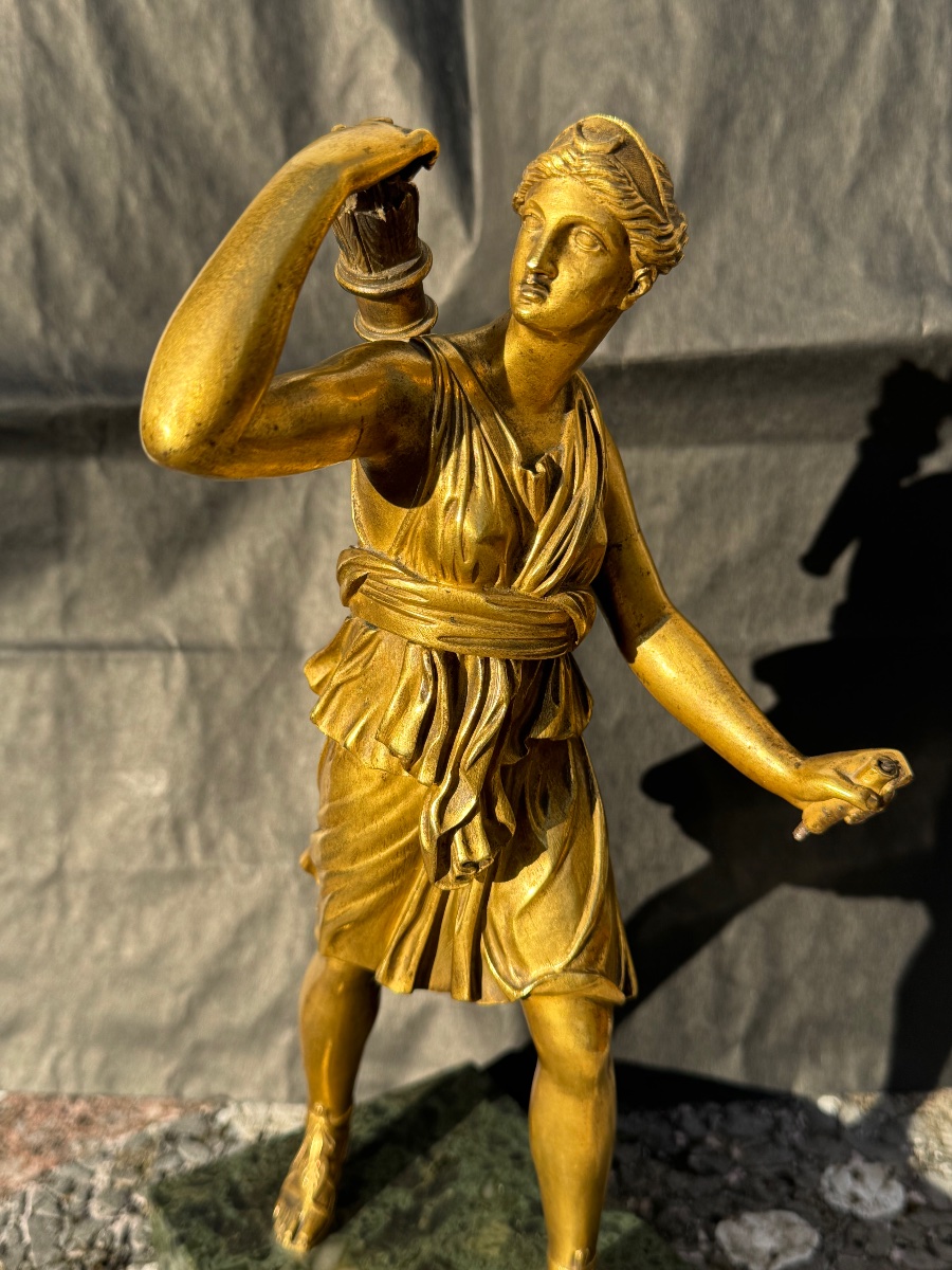 Gilded Bronze “diana,” Circa 1820, Restoration Period.