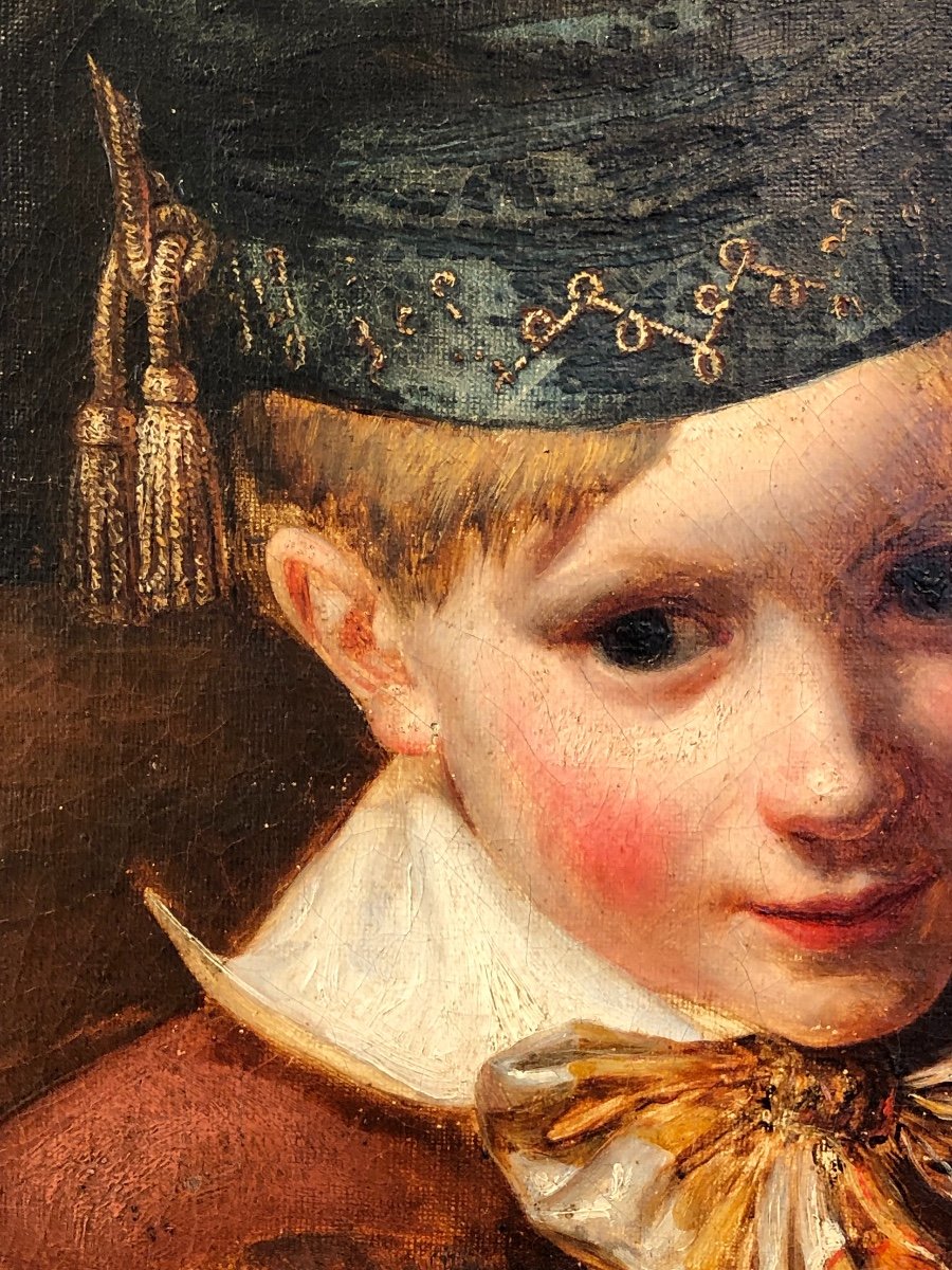 Portrait Vers 1820 « enfant Au Bonnet De Jour Et Aux Fruits »-photo-3