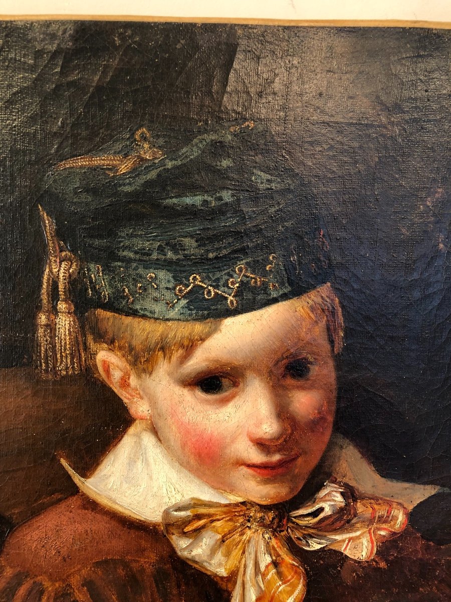 Portrait Vers 1820 « enfant Au Bonnet De Jour Et Aux Fruits »-photo-1