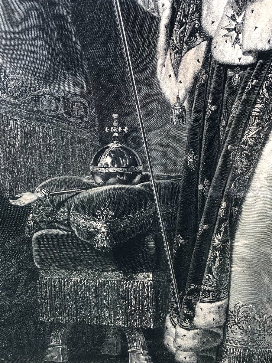 Grande Gravure Époque Empire «  L’empereur Napoléon 1er En Tenue De Sacre «  -photo-6